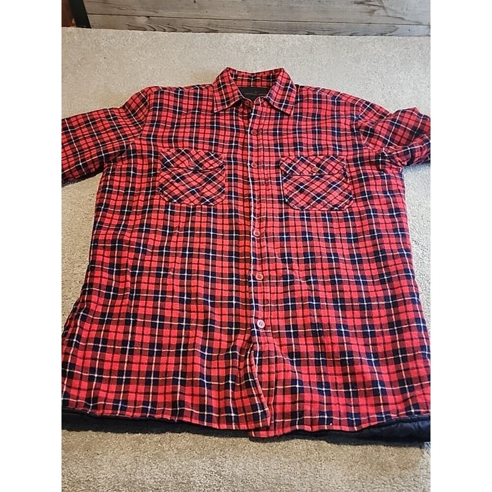 Vntg Sportswear By Country Touch Shirt Mens L Red Check Quilted Plaid Flannel